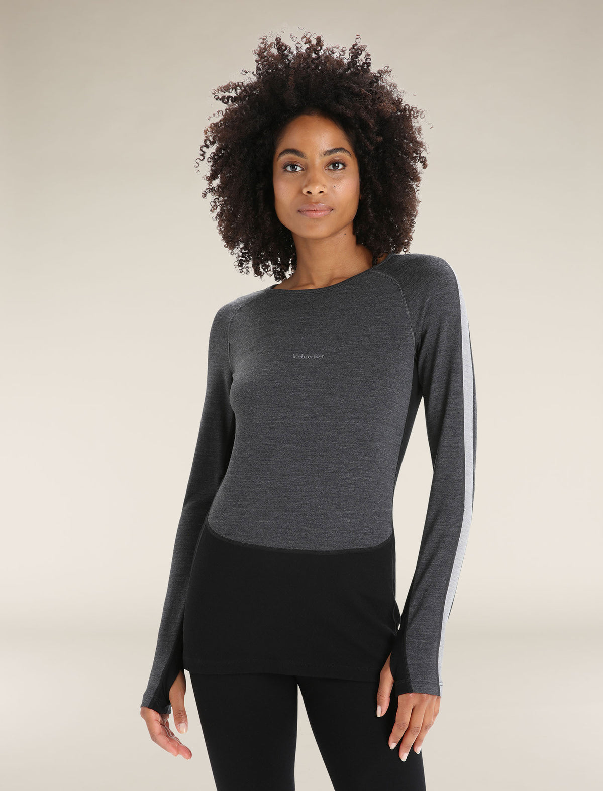 Women’s 260 ZoneKnit™ Long Sleeve Crew Thermal Top Jet Heather/Black - 1