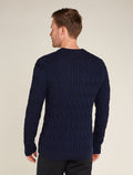 Men’s Merino Cable Knit Crew Sweater Midnight Navy/Royal Navy - 2