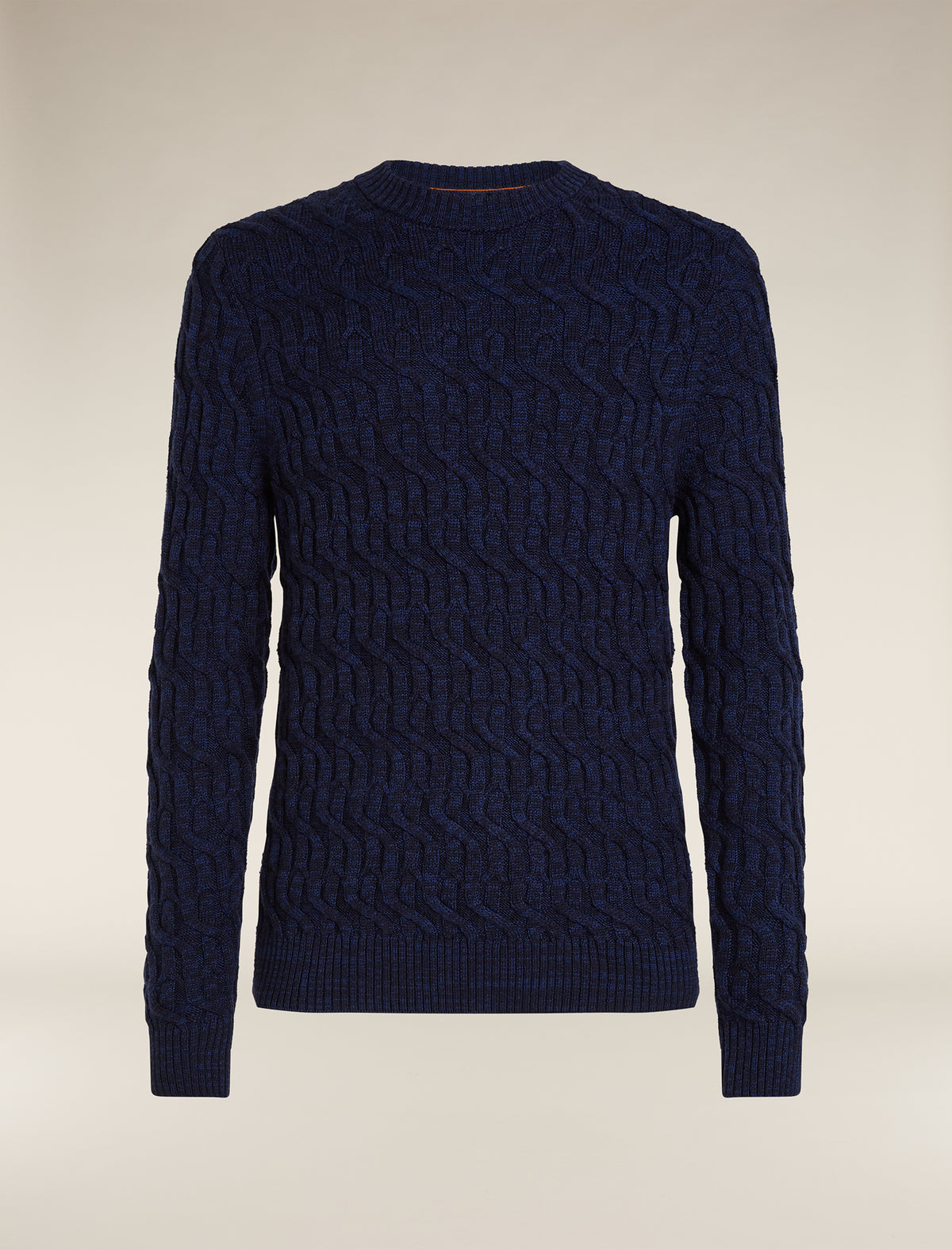Men’s Merino Cable Knit Crew Sweater Midnight Navy/Royal Navy - 7