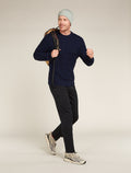 Men’s Merino Cable Knit Crew Sweater Midnight Navy/Royal Navy - 4