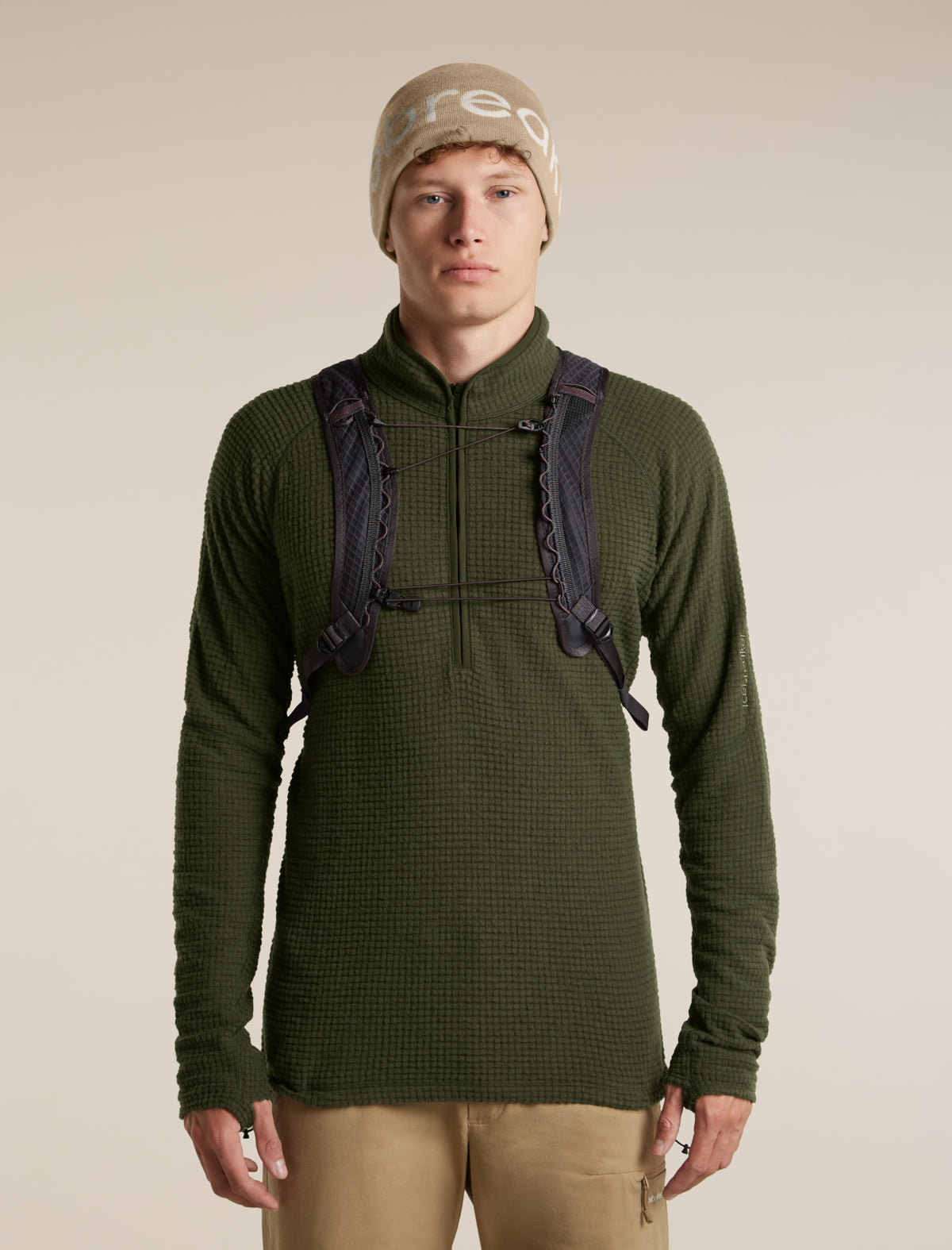 Unisex Merino icebreaker Beanie Cumin/Ecru Heather - 4