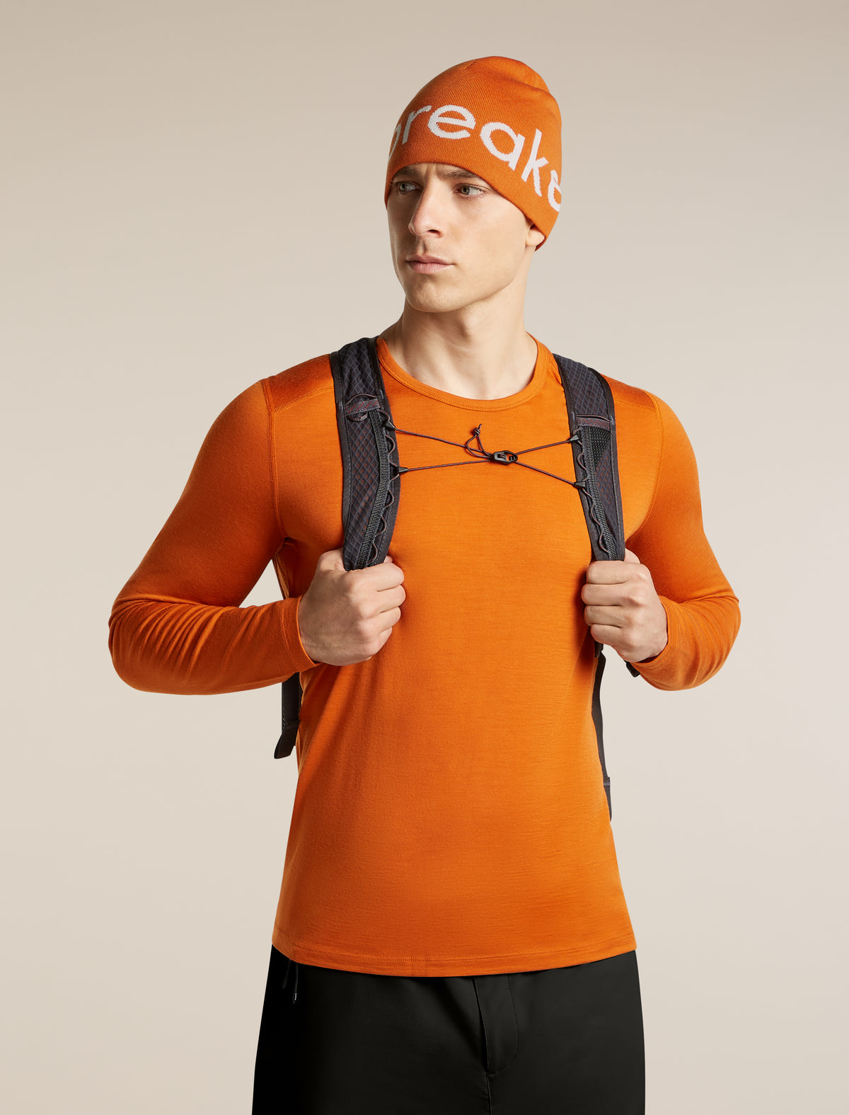 Unisex Merino icebreaker Beanie Spice/Ecru Heather - 3