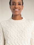 Women’s Merino Cable Knit Crew Sweater Undyed - 4