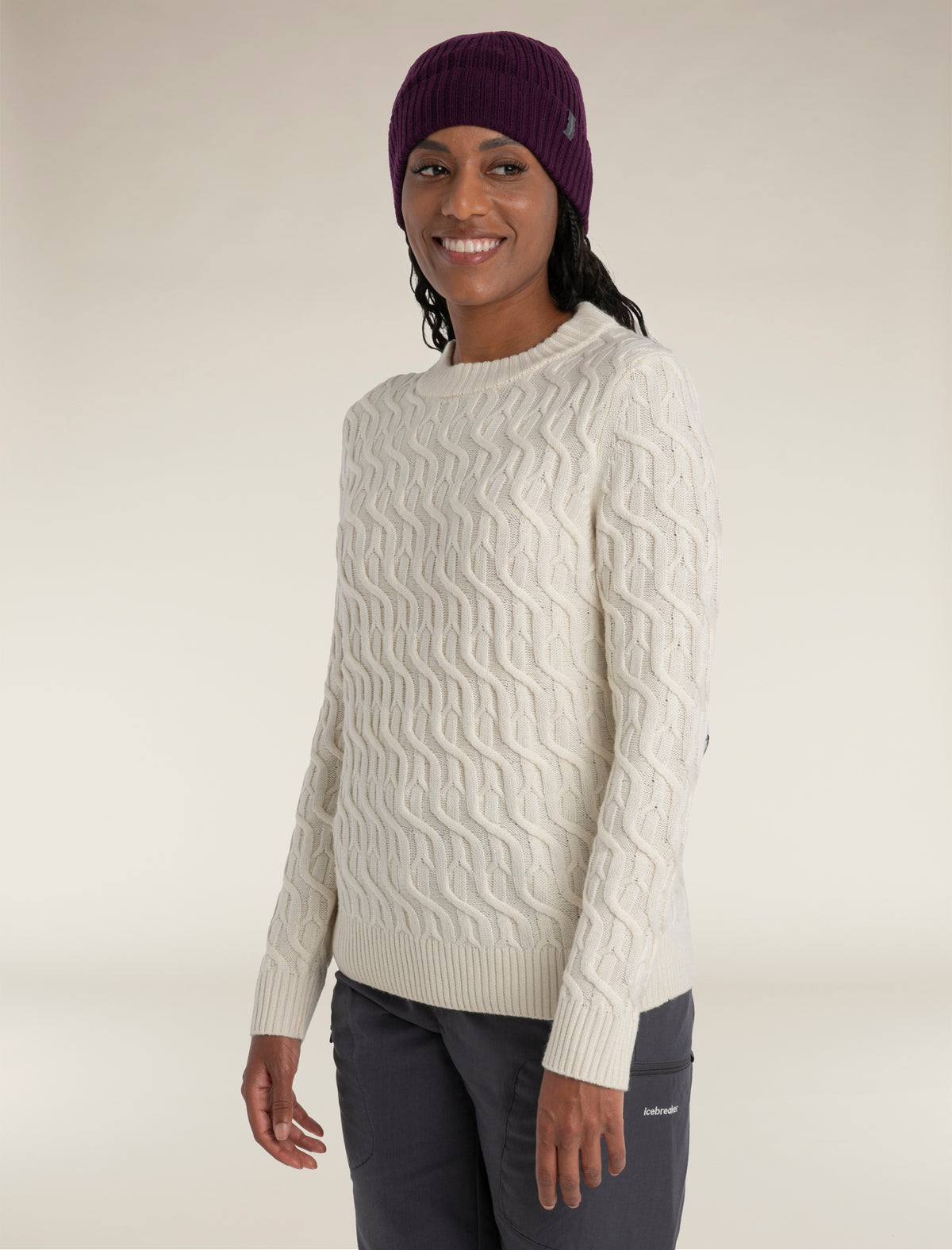 Women’s Merino Cable Knit Crew Sweater Undyed - 5