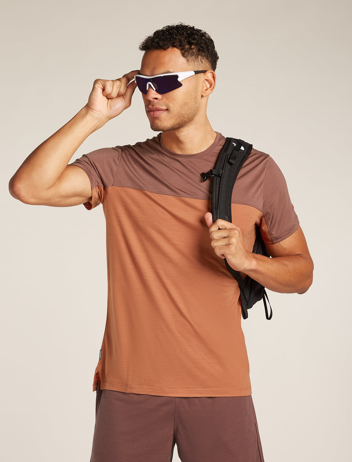 Men’s Merino Blend 125 Cool-Lite™ Sphere Short Sleeve T-Shirt Colour Block Dusty clay/carob - 4