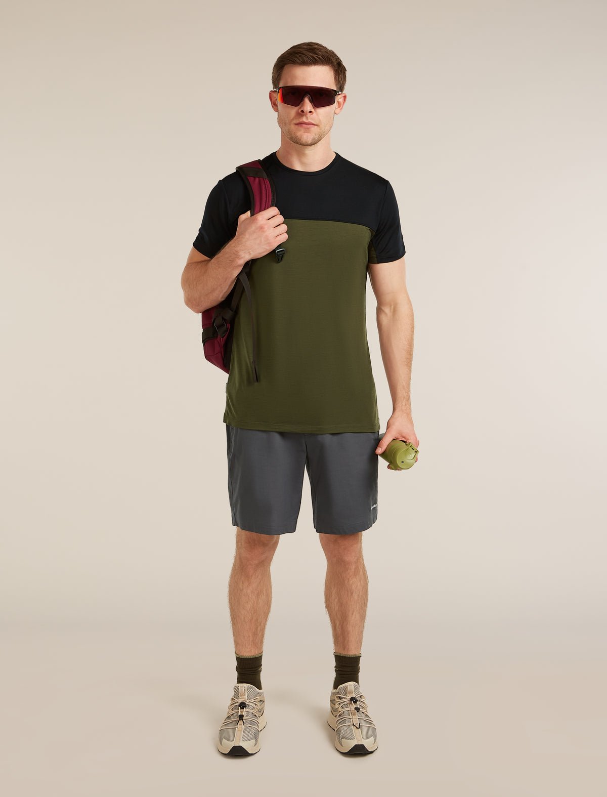 Men’s Merino Blend 125 Cool-Lite™ Sphere Short Sleeve T-Shirt Colour Block Dk loden/Black - 4