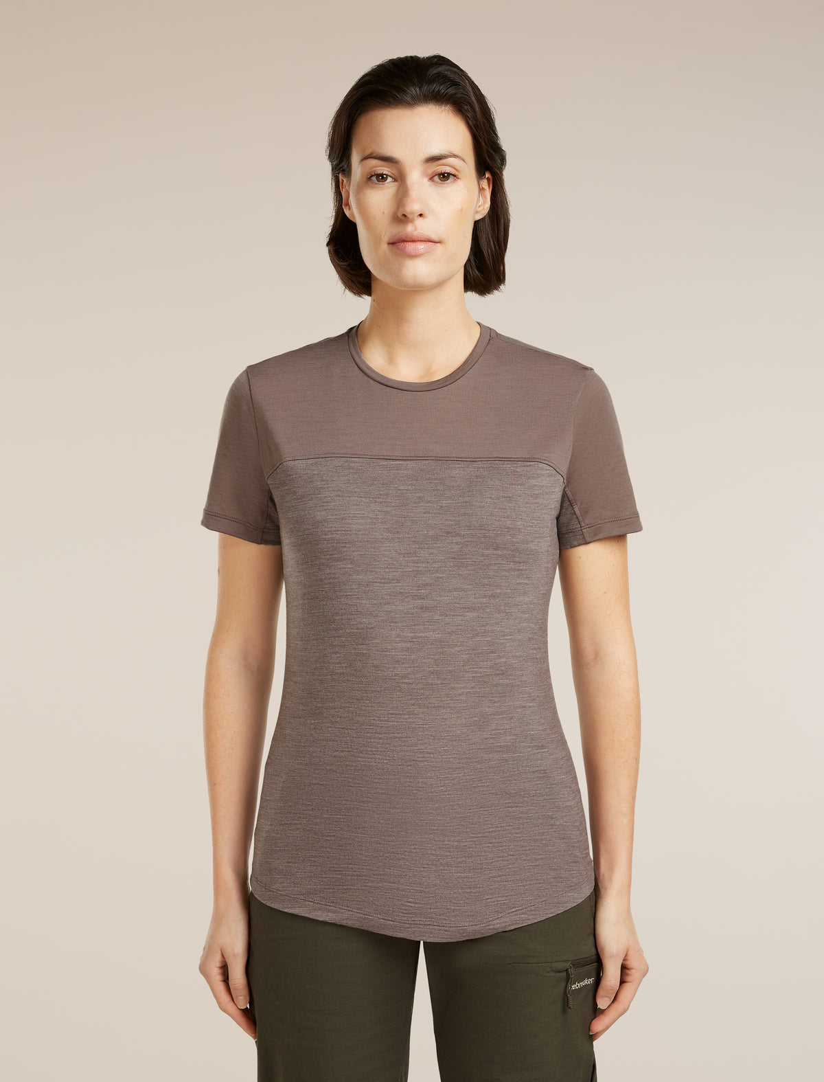Women’s Merino Blend 125 Cool-Lite™ Sphere Short Sleeve T-Shirt Colour Block Porcini hthr/Porcini - 1