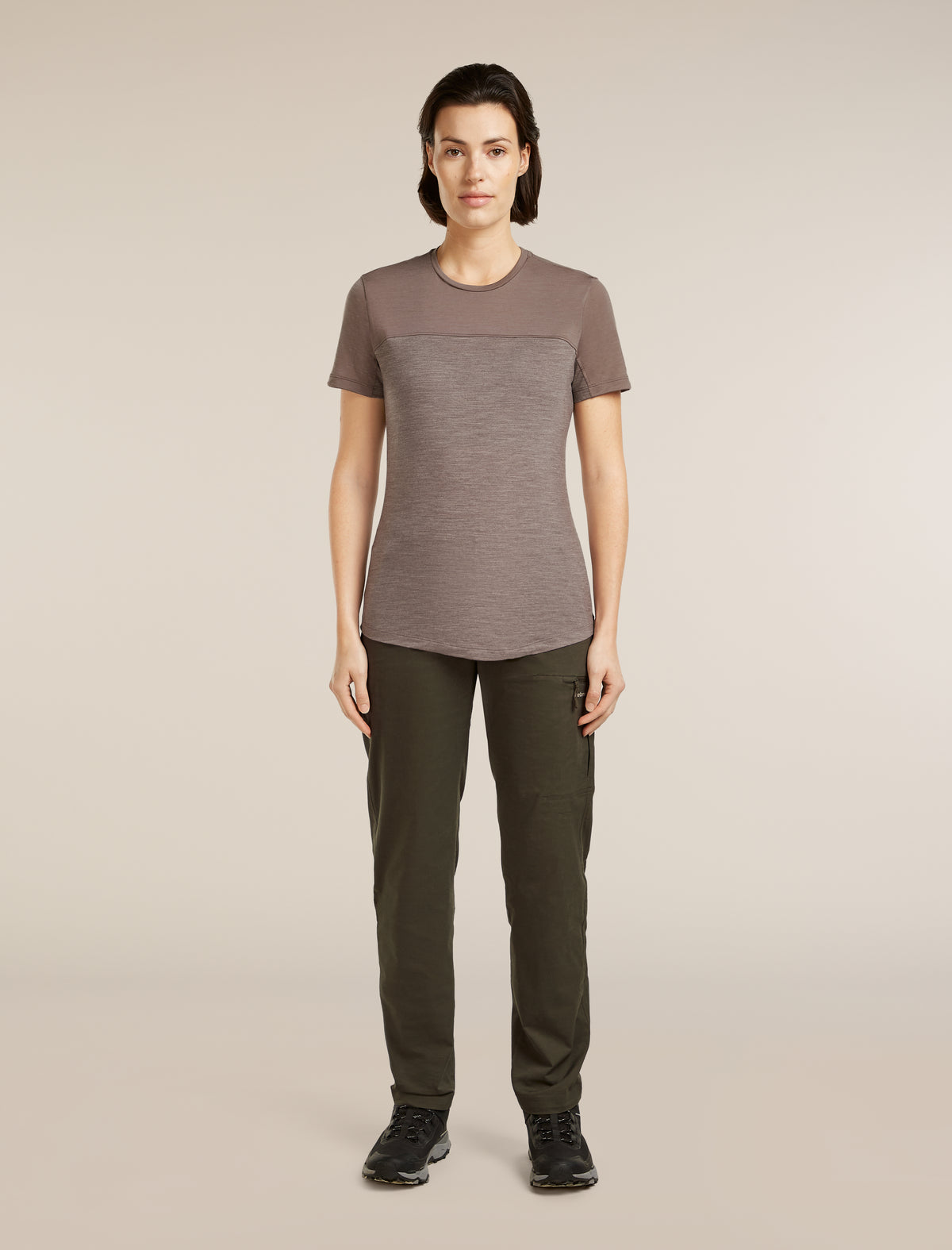 Women’s Merino Blend 125 Cool-Lite™ Sphere Short Sleeve T-Shirt Colour Block Porcini hthr/Porcini - 3