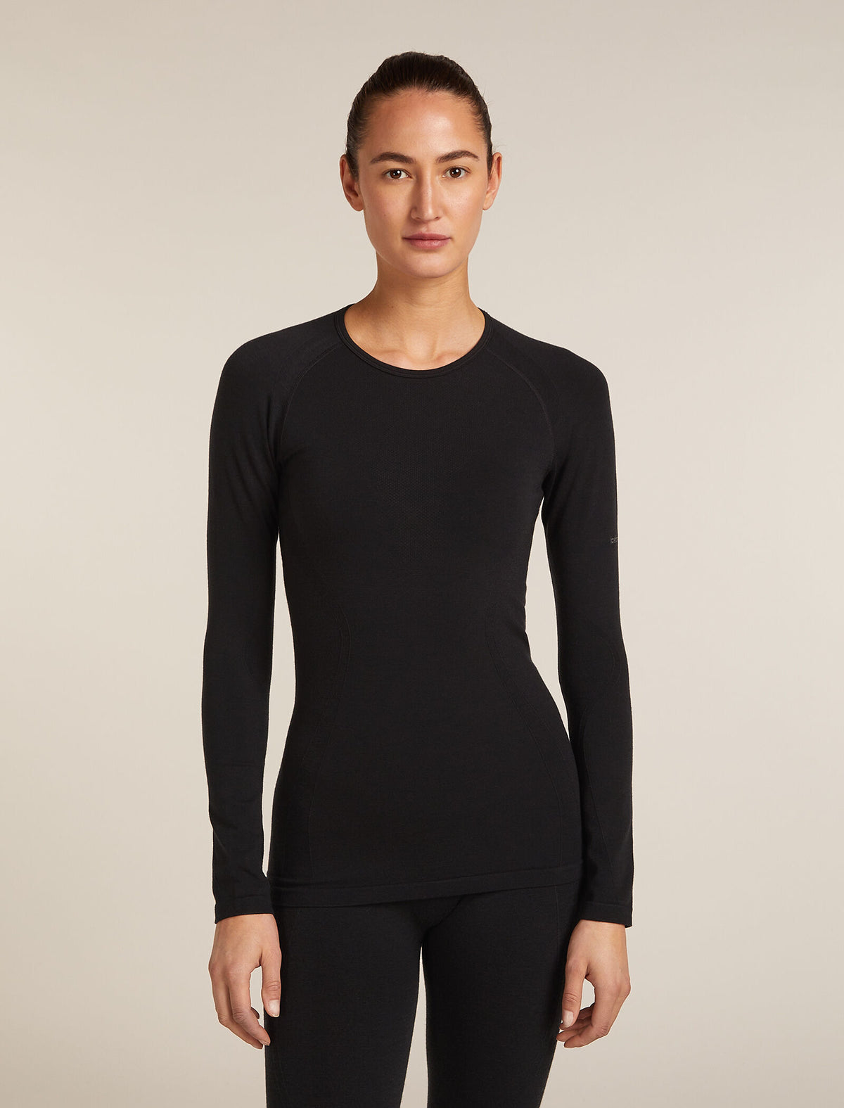 Women’s Merino Blend 260 ZoneKnit™ Seamless Long Sleeve Crew Thermal Top Black - 1