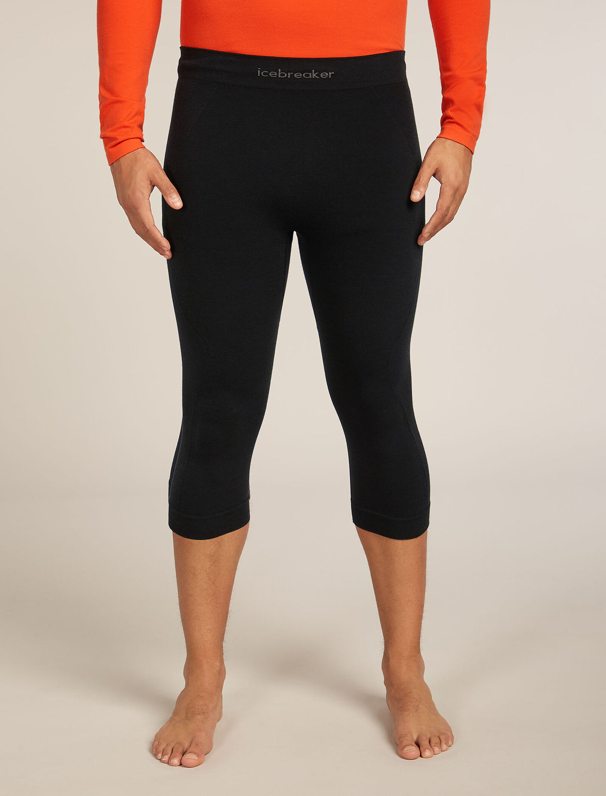 Men’s Merino Blend 260 ZoneKnit™ Seamless 18" 3/4 Tights Black - 1