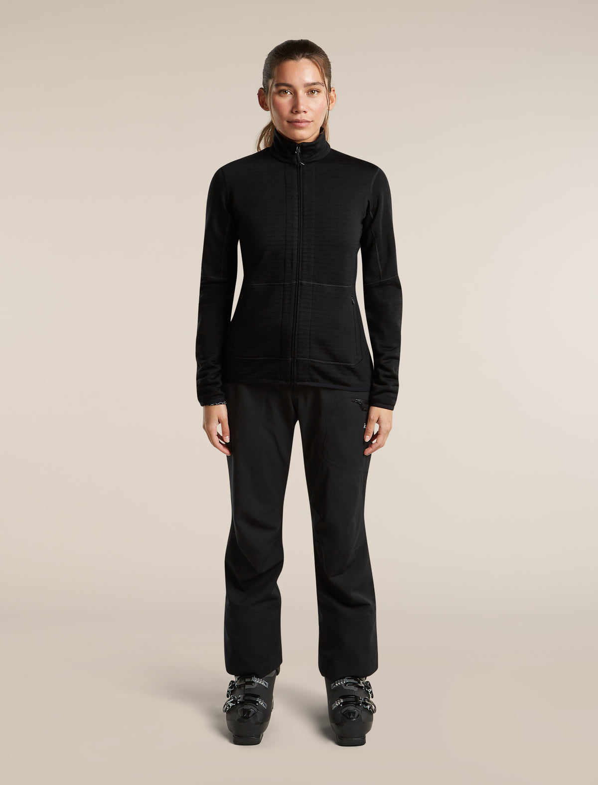 Women's Merino 400 RealFleece™  Descender Long Sleeve Zip Black - 3