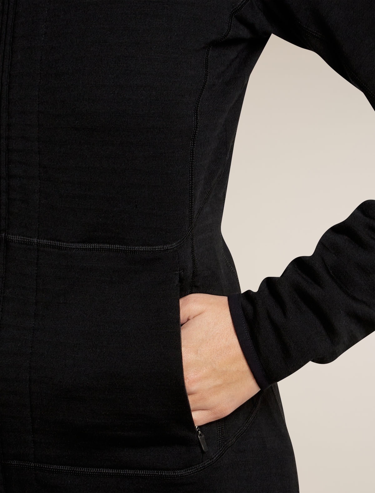 Women's Merino 400 RealFleece™  Descender Long Sleeve Zip Black - 8