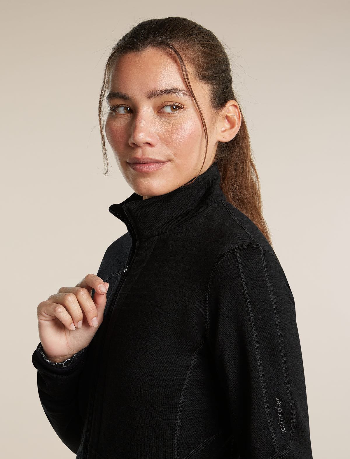 Women's Merino 400 RealFleece™  Descender Long Sleeve Zip Black - 6