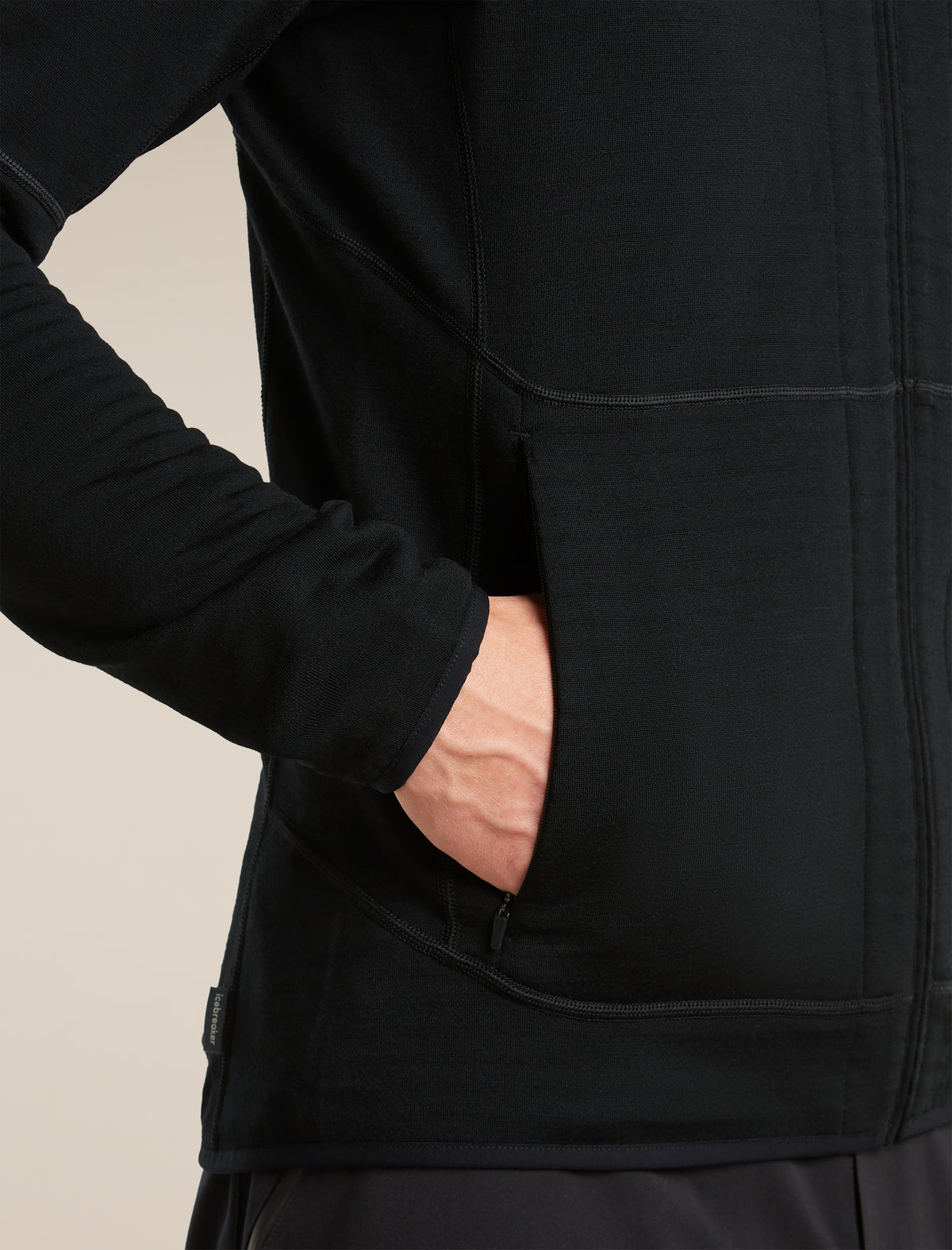 Men's Merino 400 RealFleece™  Descender Long Sleeve Zip Black - 7