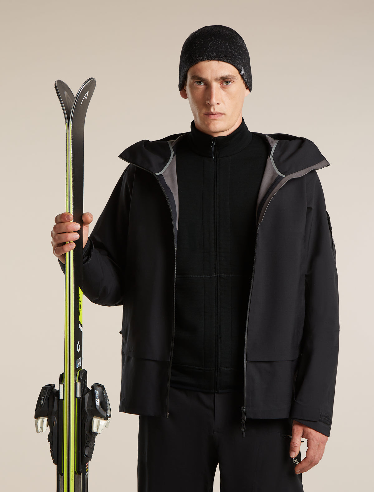 Men's Merino 400 RealFleece™  Descender Long Sleeve Zip Black - 5