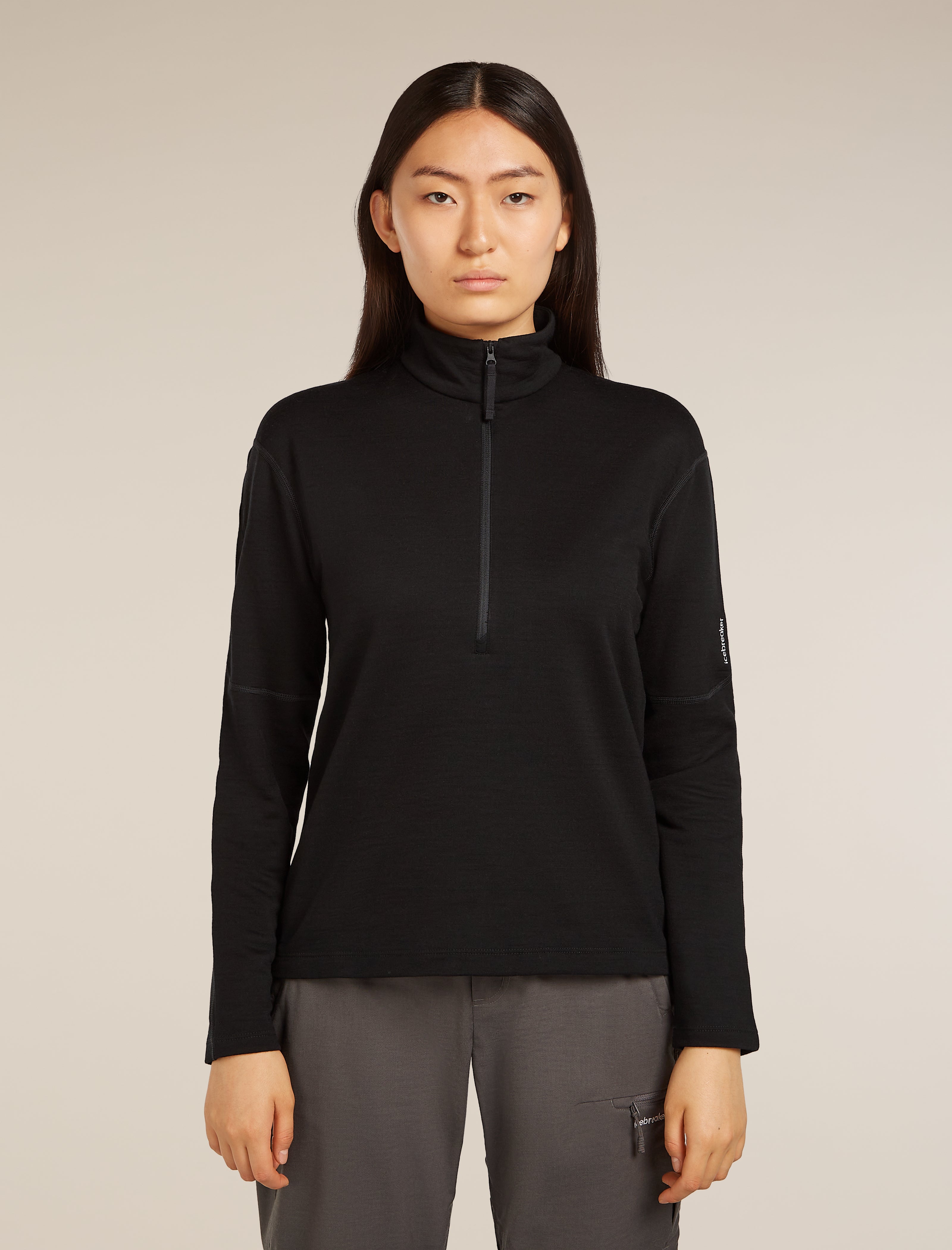 icebreaker　360フリースジャケット　S　ブラック　メリノウール Women's Merino 360 Realfleece™ Elemental Long Sleeve Half Zip