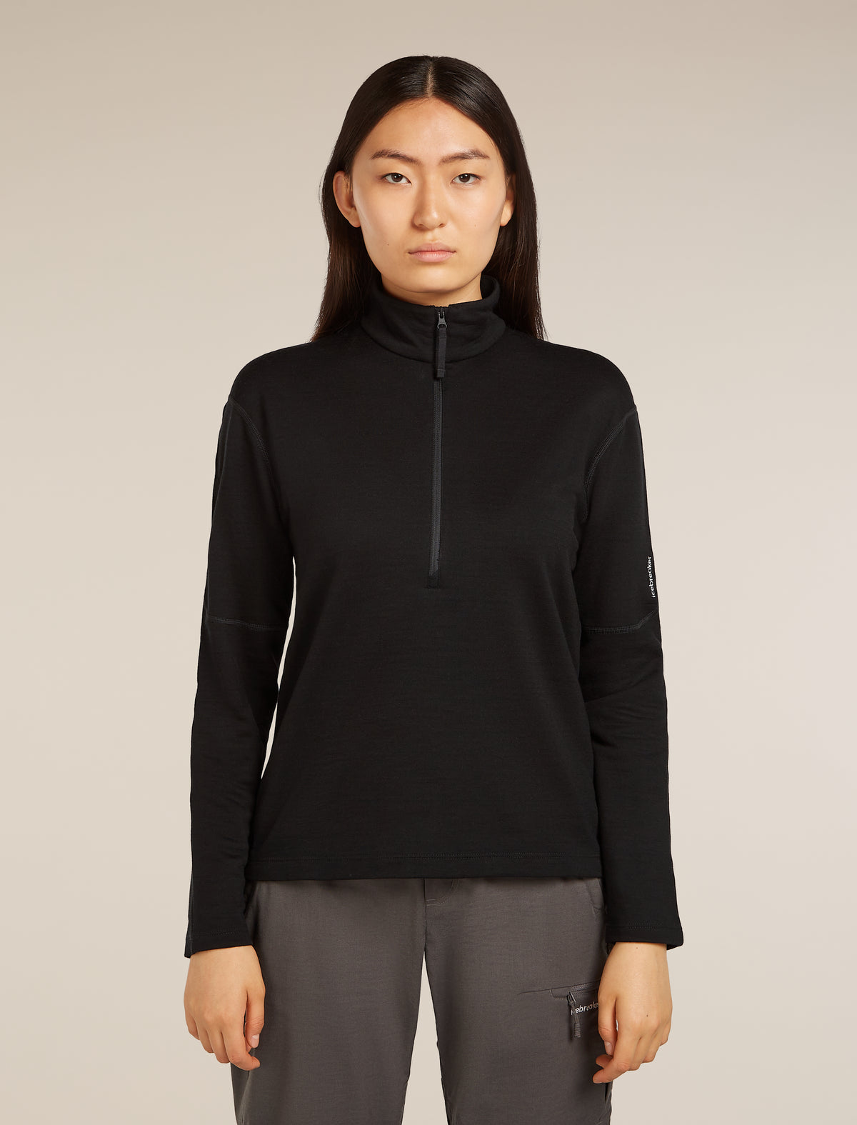 Women’s Merino 360 Realfleece™ Elemental Long Sleeve Half Zip Top Black - 1