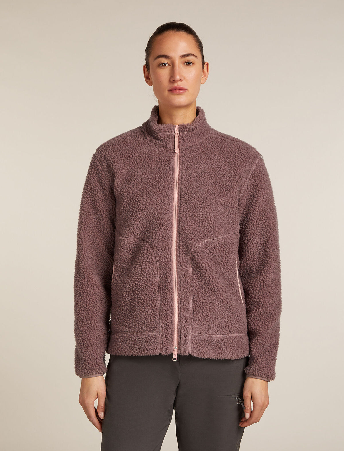 Women’s Merino Blend 960 RealFleece™ High Pile Long Sleeve Zip Jacket Summit Dk Hthr/Blush - 1