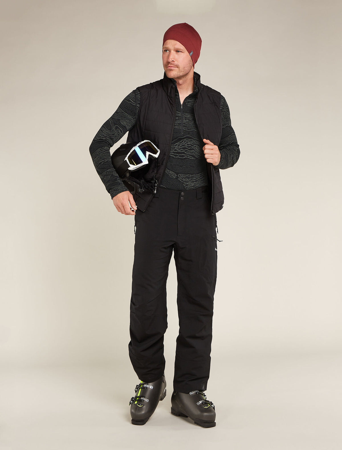 Men’s Merino 260 Vertex Long Sleeve Half Zip Thermal Top Snow Guide Black/Galaxy - 4