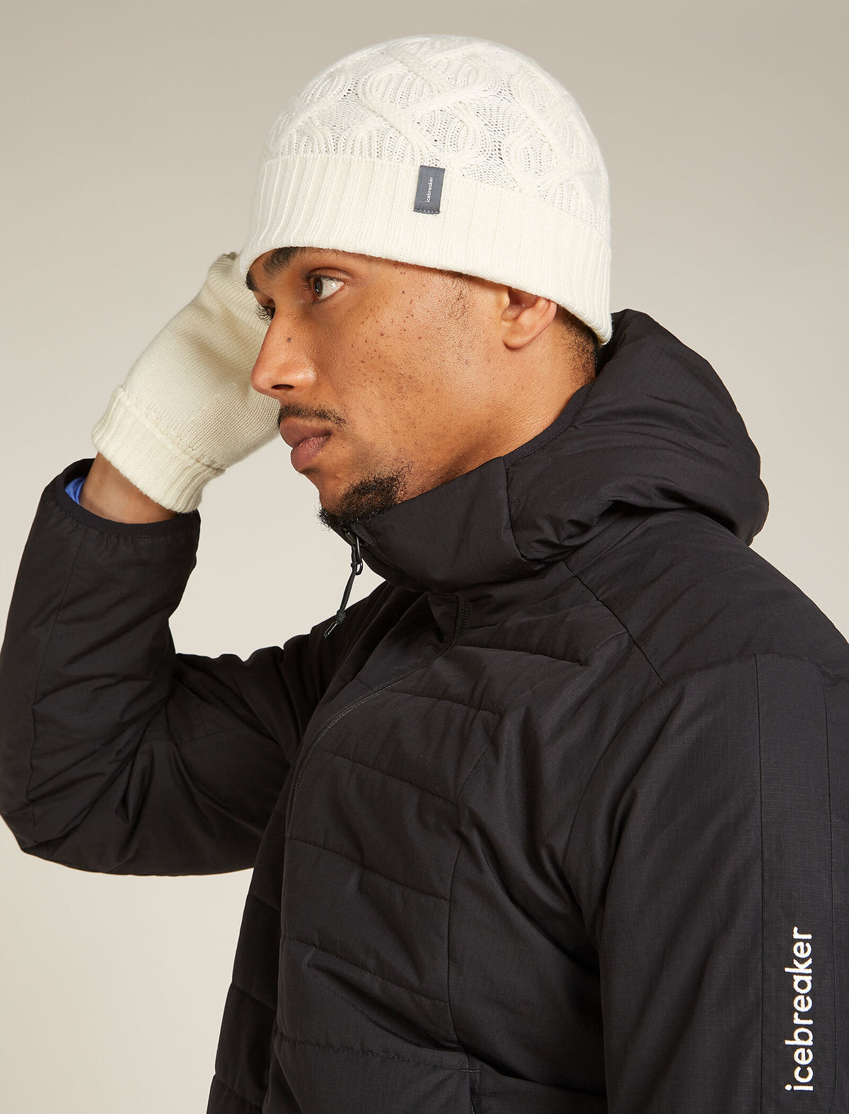 Unisex Merino Cable Knit Beanie Undyed - 1