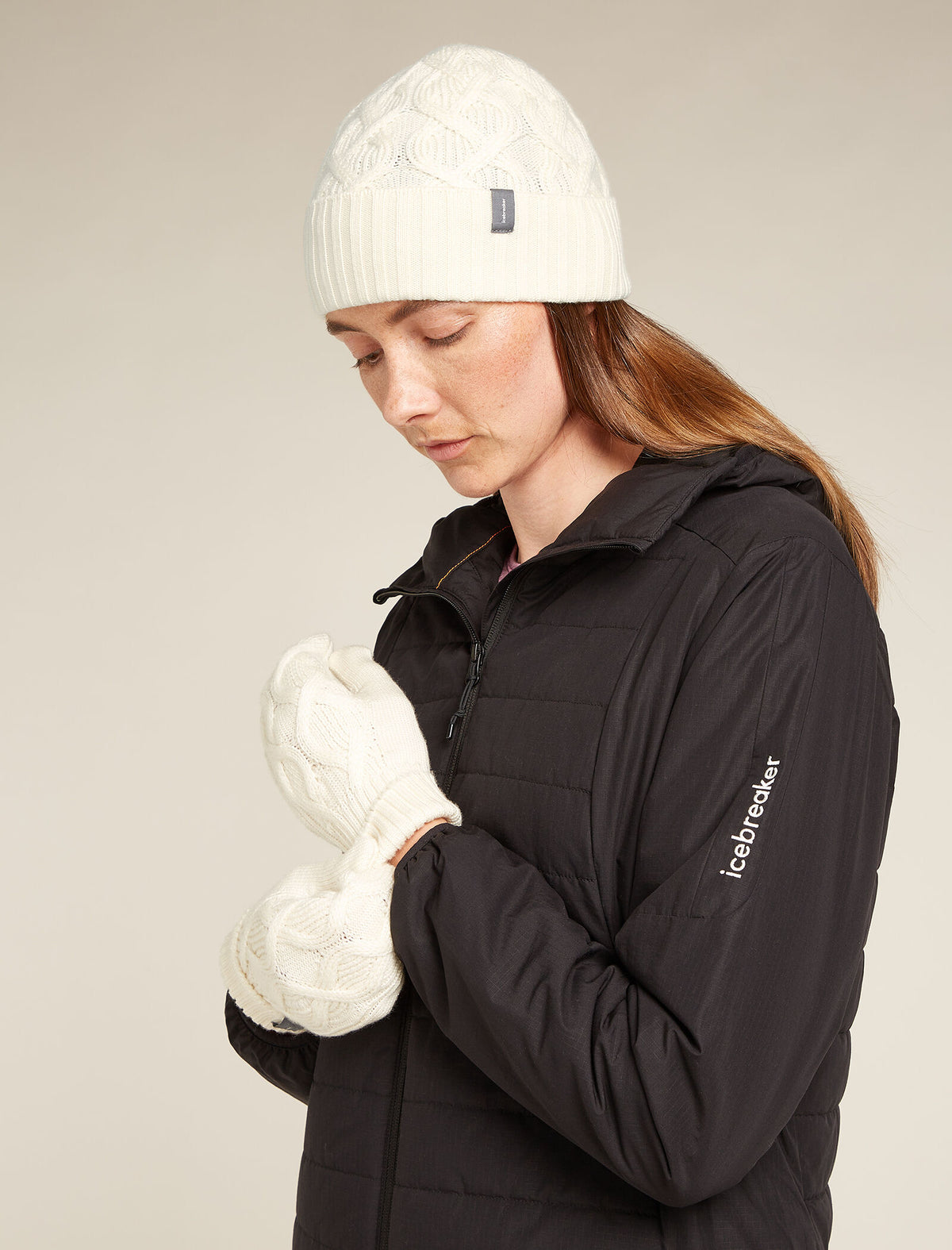 Unisex Merino Cable Knit Beanie Undyed - 6