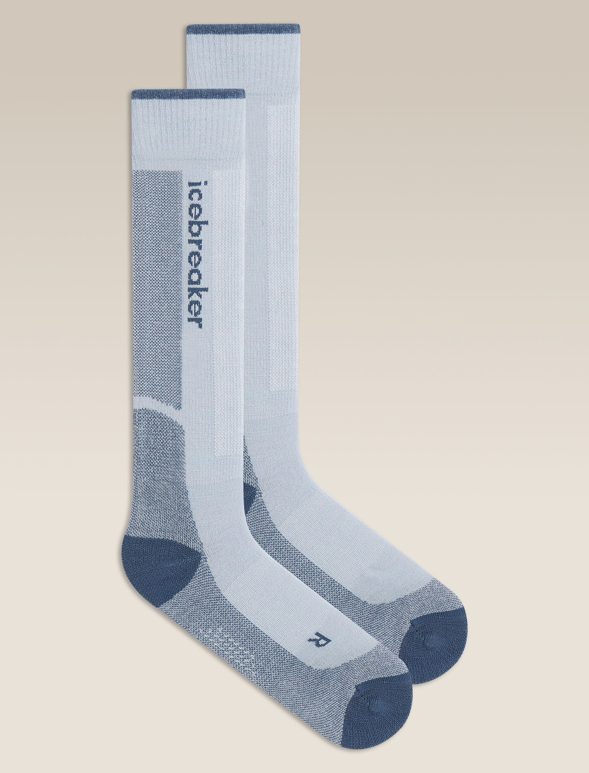 Women's Merino Blend Ski+ Light Over The Calf Socks Zinc Blue/Dawn/Snow - 1