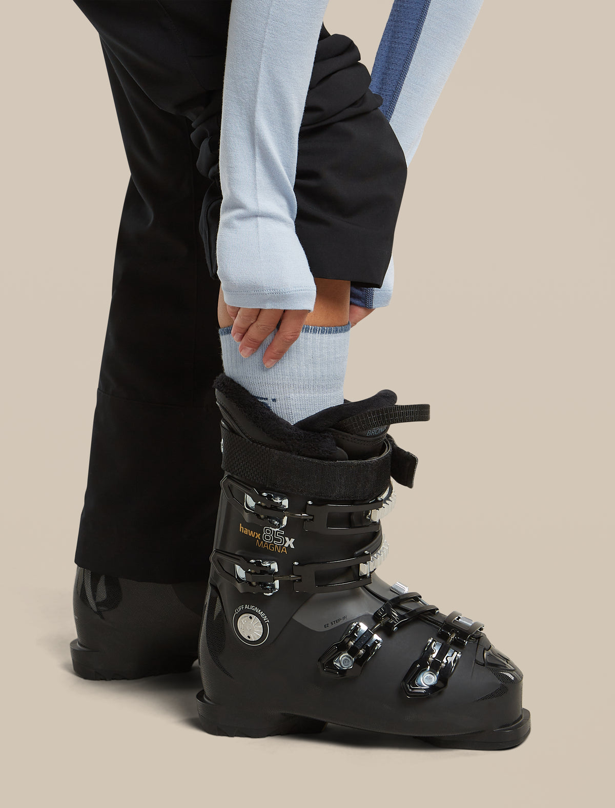 Women's Merino Blend Ski+ Light Over The Calf Socks Zinc Blue/Dawn/Snow - 4