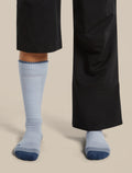 Women's Merino Blend Ski+ Light Over The Calf Socks Zinc Blue/Dawn/Snow - 2