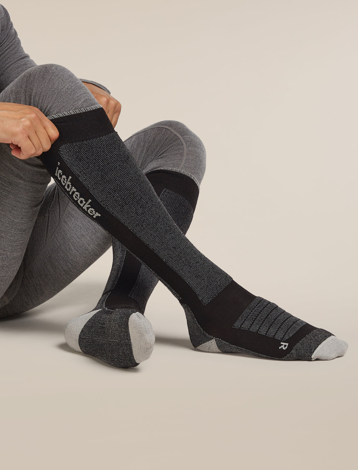Men’s Merino Ski+ Medium Over The Calf Socks Black/Ether - 2