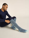 Men’s Merino Ski+ Medium Over The Calf Socks Blue Ash/Mint - 2