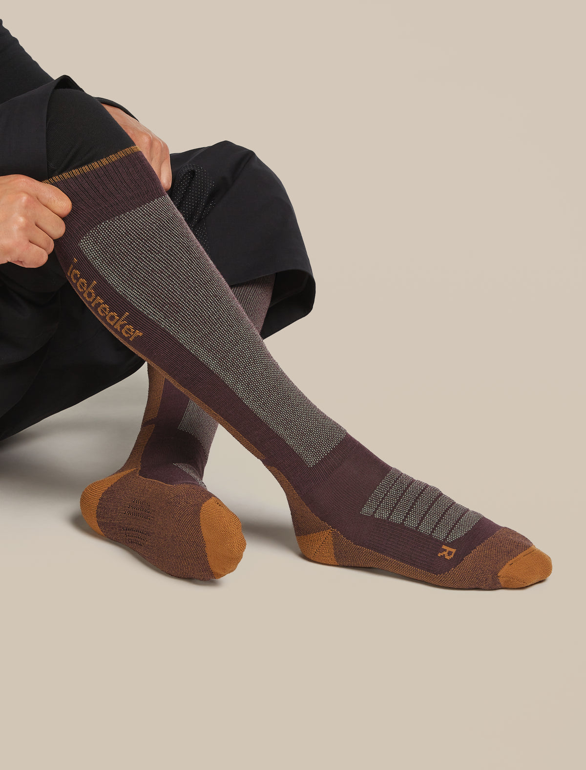 Men’s Merino Ski+ Medium Over The Calf Socks Java/Trail - 1