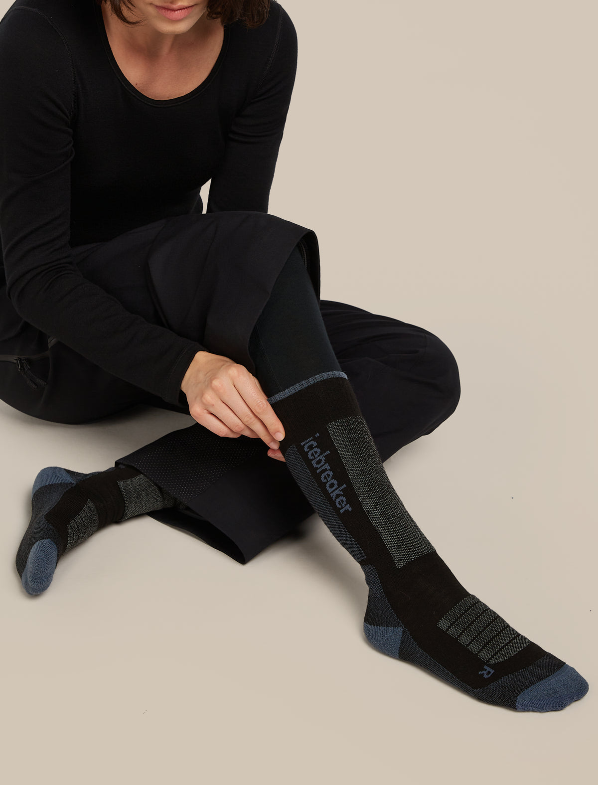 Women’s Merino Ski+ Medium Over The Calf Socks Black/Dawn - 2