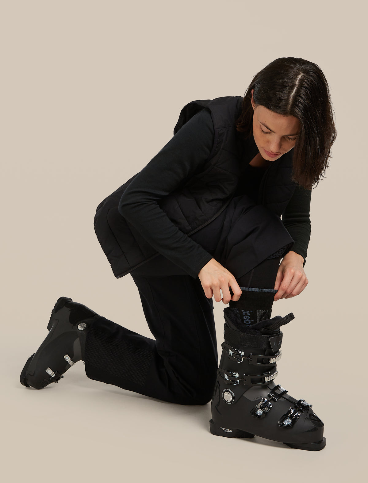 Women’s Merino Ski+ Medium Over The Calf Socks Black/Dawn - 3