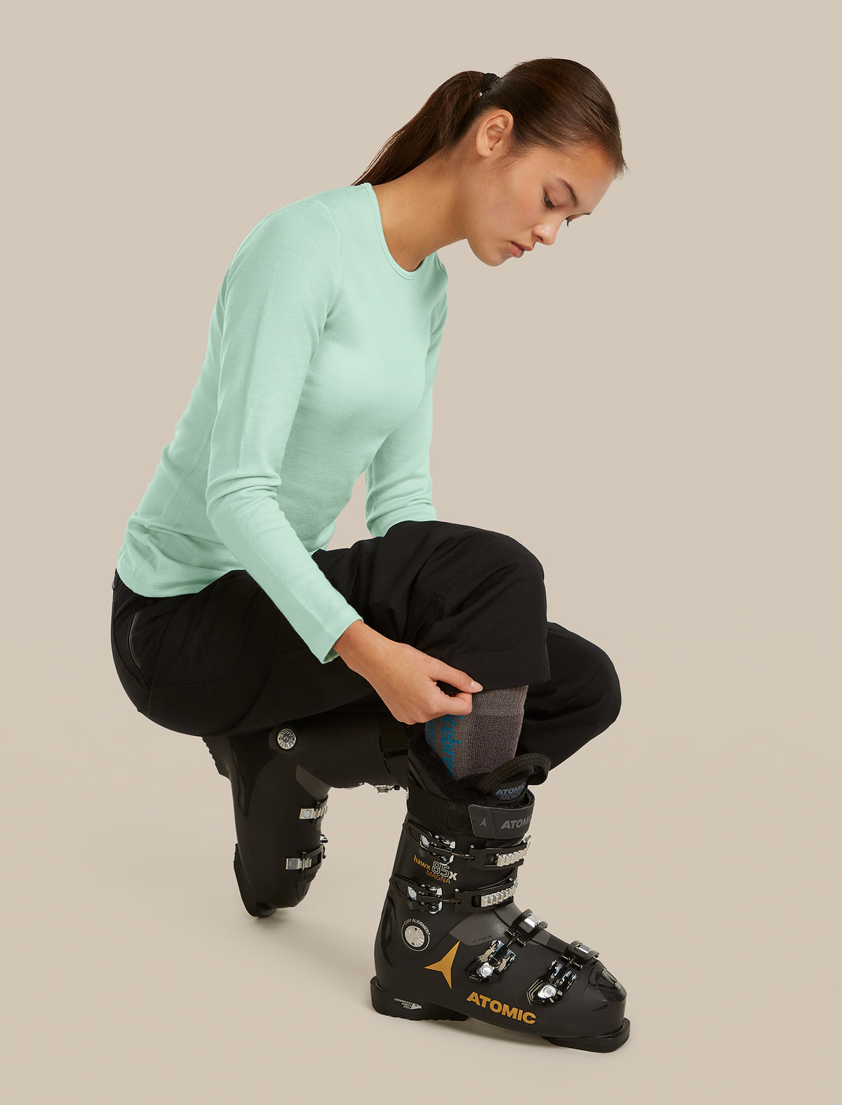 Women’s Merino Blend Ski+ Medium OTC Porcini/Tidal teal/Java - 1