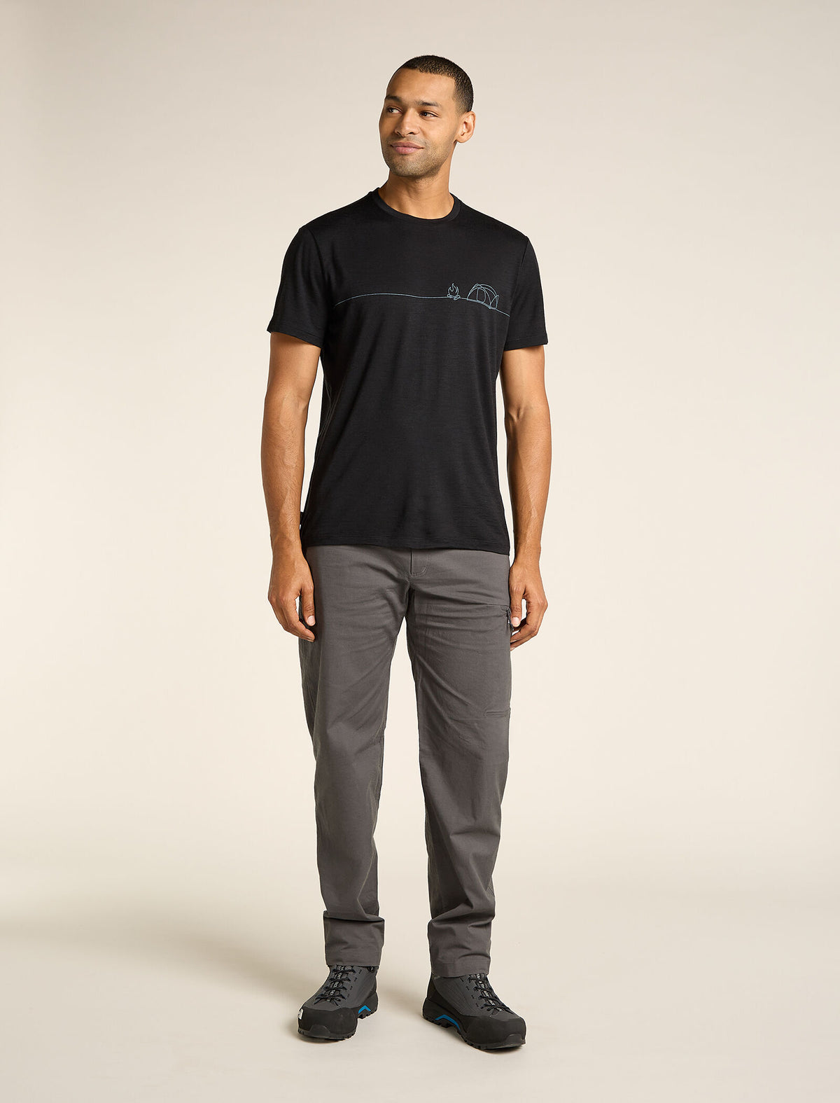 Men’s Merino 150 Tech Lite Short Sleeve T-Shirt Single Line Camp Black - 3
