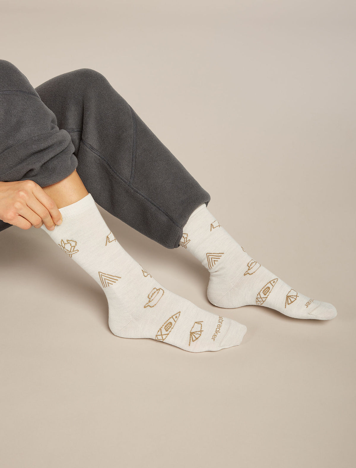 Women’s Merino Lifestyle Ultralight Crew Socks Camp Essential Ecru Hthr/Sand - 2