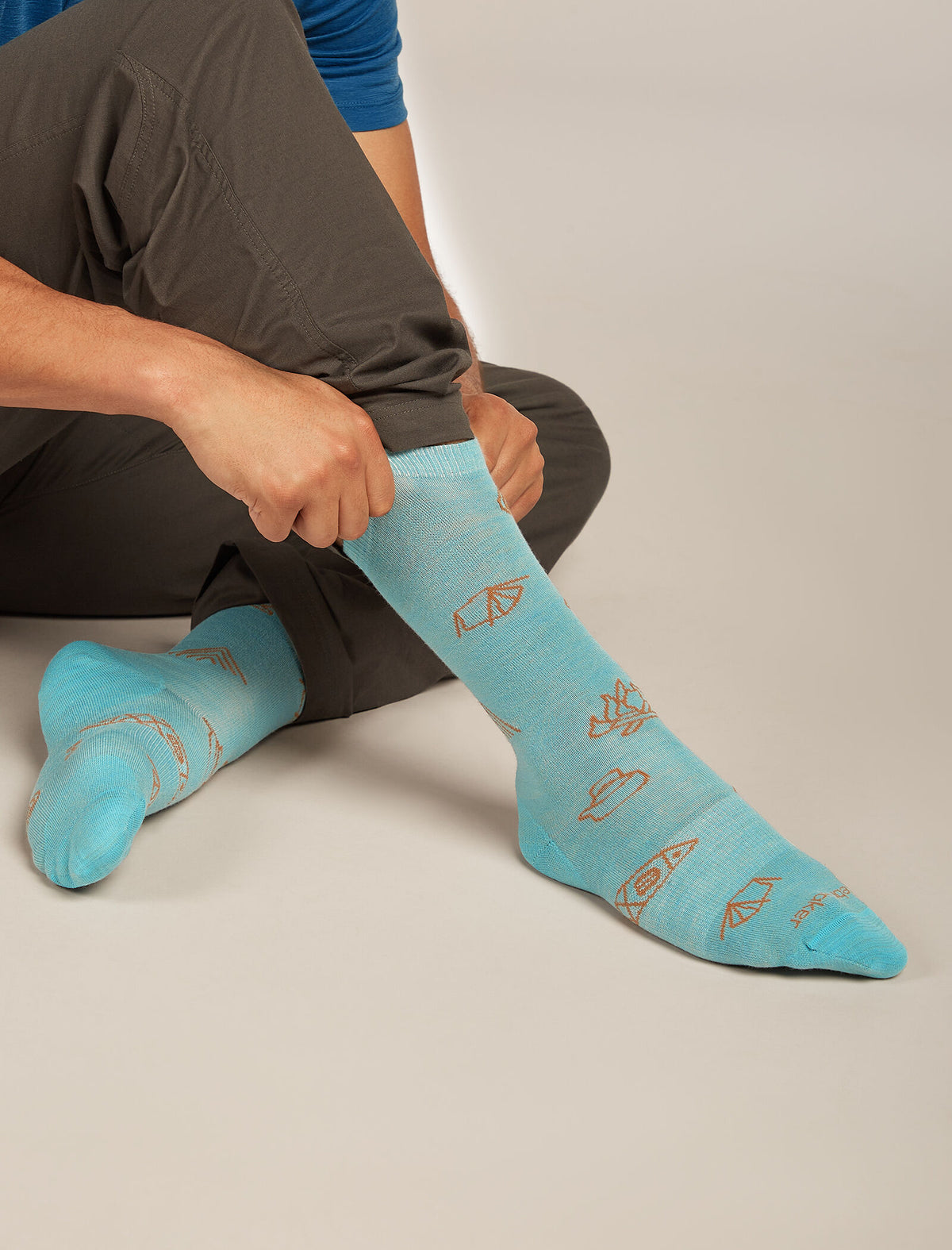 Men’s Merino Lifestyle Ultralight Crew Socks Camp Essentials Hydro/Trail - 2