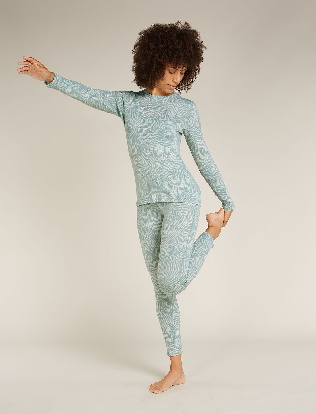 Women’s Merino 260 Vertex Thermal Leggings Frozen Forms Moss/Snow - 3
