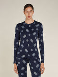 Women’s Merino 260 Vertex Long Sleeve Crew Thermal Top Falling Flakes Midnight Navy/Snow - 1
