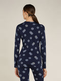 Women’s Merino 260 Vertex Long Sleeve Crew Thermal Top Falling Flakes Midnight Navy/Snow - 2