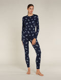 Women’s Merino 260 Vertex Long Sleeve Crew Thermal Top Falling Flakes Midnight Navy/Snow - 3