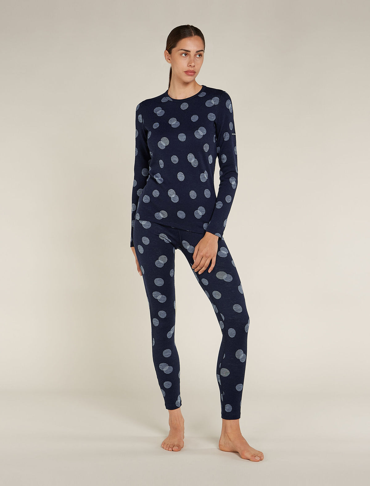 Women’s Merino 260 Vertex Long Sleeve Crew Thermal Top Falling Flakes Midnight Navy/Snow - 3