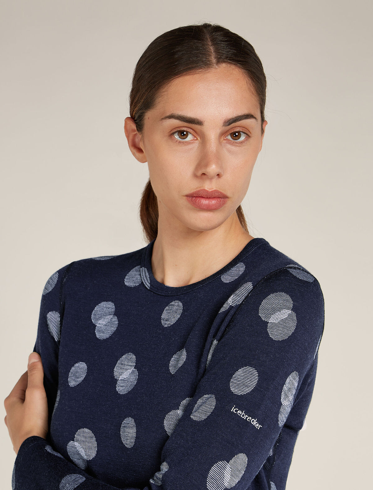 Women’s Merino 260 Vertex Long Sleeve Crew Thermal Top Falling Flakes Midnight Navy/Snow - 6