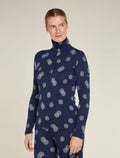 Women’s Merino 260 Vertex Long Sleeve Half Zip Thermal Top Falling Flakes Midnight Navy/Snow - 1