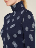 Women’s Merino 260 Vertex Long Sleeve Half Zip Thermal Top Falling Flakes Midnight Navy/Snow - 5