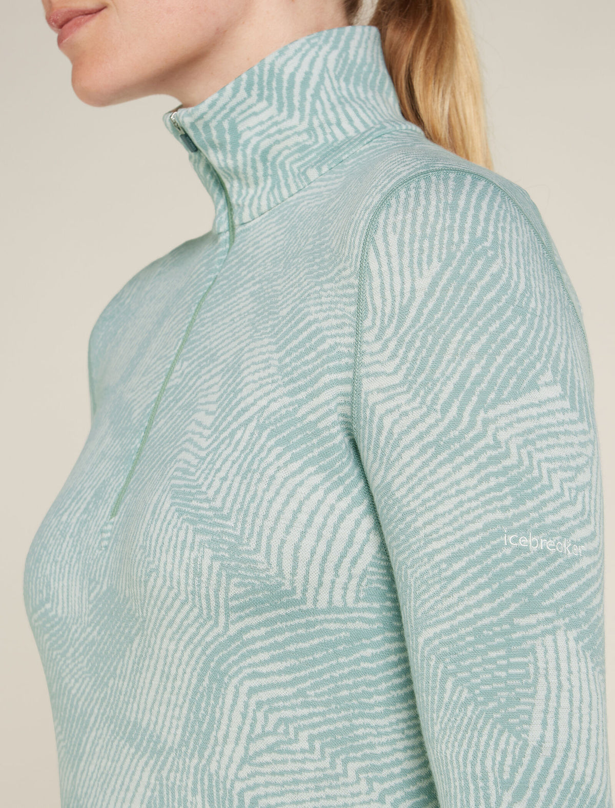 Women’s Merino 260 Vertex Long Sleeve Half Zip Thermal Top Frozen Forms Moss/Snow - 5