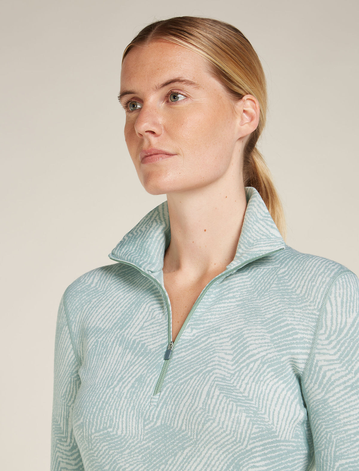 Women’s Merino 260 Vertex Long Sleeve Half Zip Thermal Top Frozen Forms Moss/Snow - 6