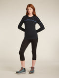 Women’s Merino 200 Oasis Long Sleeve Crew Mountain Pulse Thermal Top Black - 3