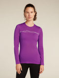 Women’s Merino 200 Oasis Long Sleeve Crew Mountain Pulse Thermal Top Passion - 1