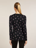 Women’s Merino 200 Oasis Long Sleeve Crew Thermal Top Snow Day Black/Acid Pink - 2